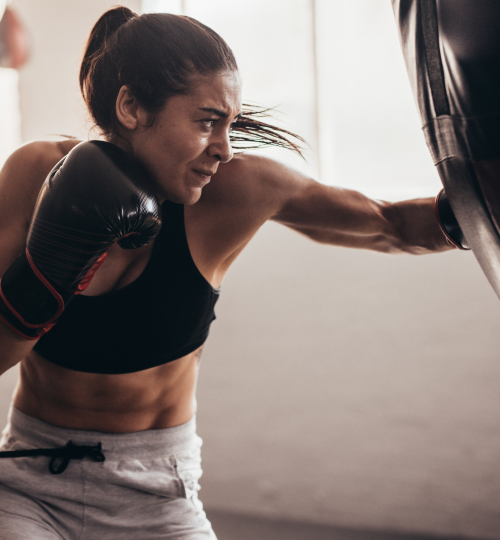 Women boxing bag